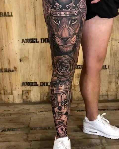 Angelinkbali Original Account Di Instagram Lionking Liontattoo Legtattoo Balitattoo Chicanotattoo Lionta In 2020 Leg Tattoos Leg Sleeve Tattoo Leg Tattoos Women