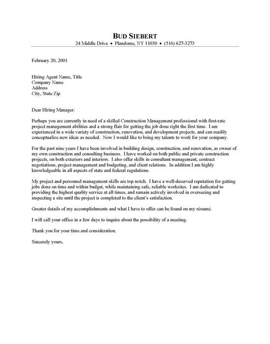 construction resume cover letter