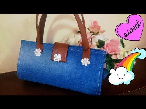 عمل شنطة جميلة من بنطلون جينز قديم اعادة تدوير Diy Upcycled Old Jeans Youtube Bags Tote Bag Upcycle