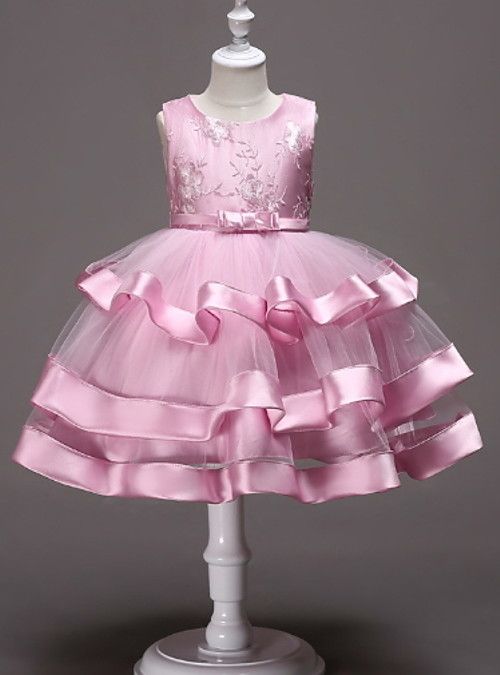 Toddler Baby Girls Sleeveless Solid Tulle Skirt Floral Party Princess Dresses