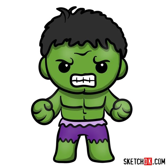 How to draw The Hulk - Sketchok easy drawing guides