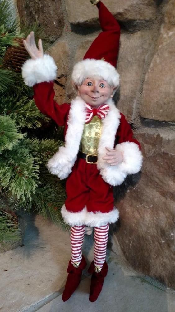 Set 2 NWT 15/" RAZ Santa ELF Elves Figure CHRISTMAS Shelf Sitter Display Prop
