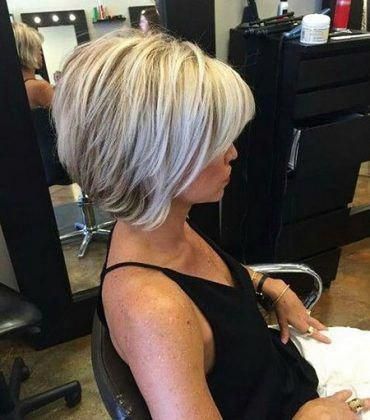 stacked bob with bangs
