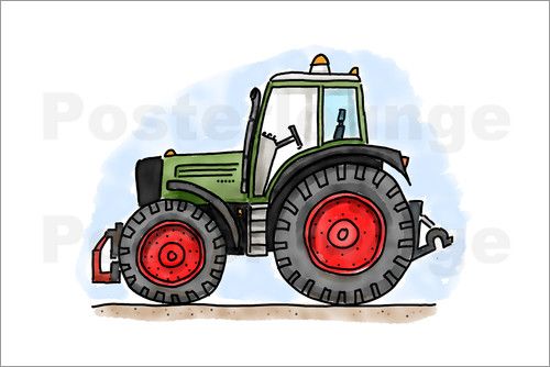 Premium-Poster Roter Traktor Helmut Kollars