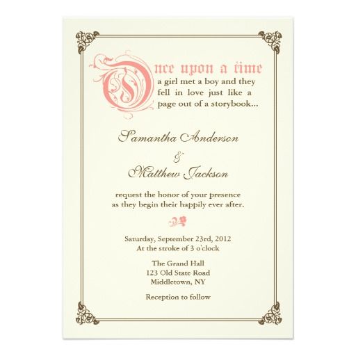 Storybook Fairytale Wedding Invitation Pink Storybook Fairytale Wedding Invitation Pink Invitations Weddings And