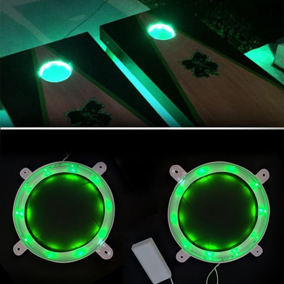Green LED Corn Hole Lighting Kit for Playing at Night Cornhole Board Lights