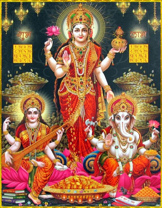 Shri Lakshmi Devi, Saraswati Devi, Ganesh ॐ