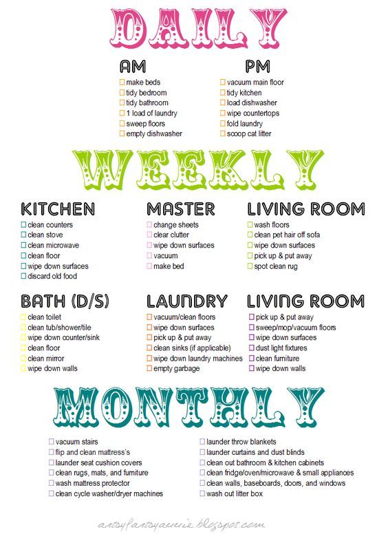 cleaning calendar