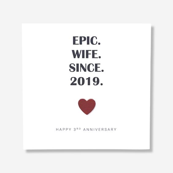 3rd Wedding Anniversary Card Leather Anniversary Epic Wife Husband Him Her Handmade UK