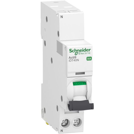 Electricité > Tableau électrique > Disjoncteur modulaire > Disjoncteur unipolaire SCHNEIDER ELECTRIC, ACTI9 iDT40N XA - disjoncteur modulaire - auto/vis - 1P+N C 16A 6000A/10kA