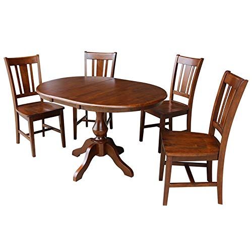 Espresso International Concepts Bar Height 36-Inch Round Extension Table with 12-Inch Leaf