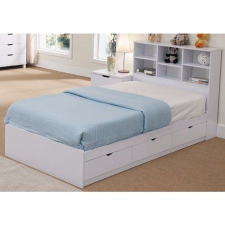 Free Latitude Run Divito Sophisticated Snow Twin Storage Platform Bed At Co Size Frame With Drawers Bookcase Headboard Bed Frame With Drawers Bookcase Headboard, Twin Platform Bed With Storage And Bookcase Headboard