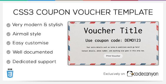 CSS3 Coupon Voucher Template codecanyonnet item css3 - coupon voucher template CSS3 Coupon Voucher Template codecanyonnet item css3 - coupon voucher template
