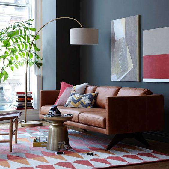 Cách bố trí phòng khách thông minh với sofa da thật tphcm
