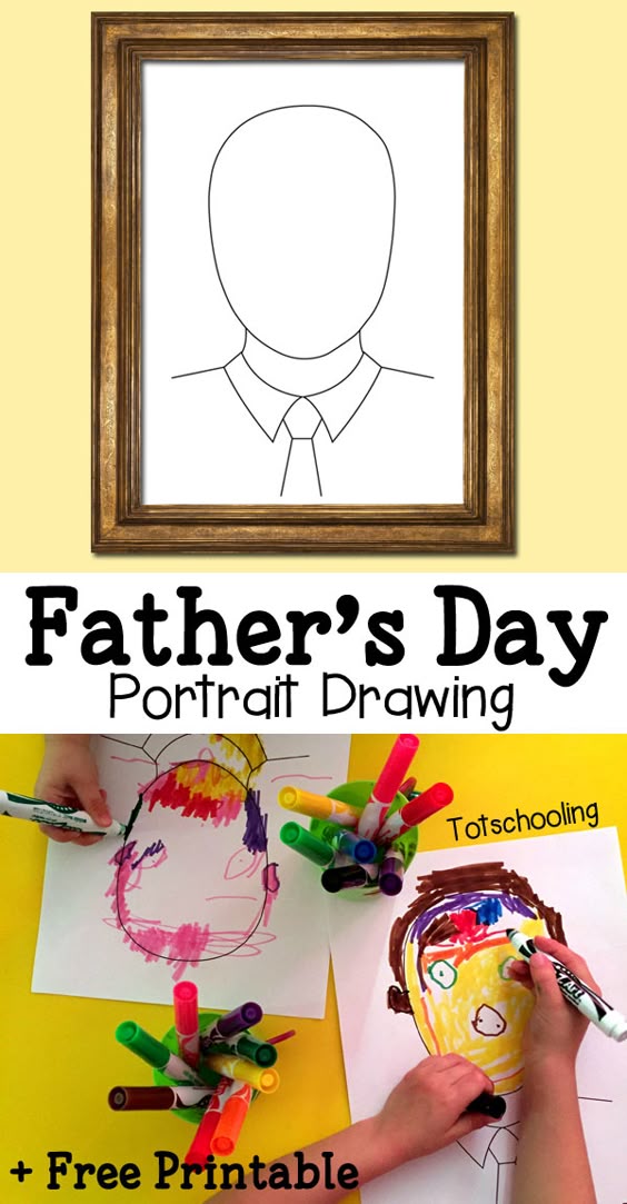 Father\'s Day Portrait Drawing with Free Printable