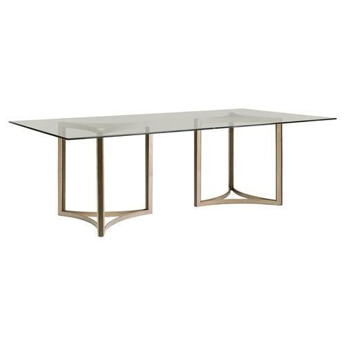 Caracole In The Clear Hollywood Regency Glass Top Geometric Gold Base Dining Table Marble Metal Dining Table Marble, Caracole Dining Table Base