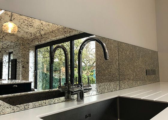 Antique Mirror Splashbacks Custom Sizes Toughened Glass Kitchen Backsplash Splashback Antique Mirror Splashbacks Custom, Silver Antique Mirror Splashback
