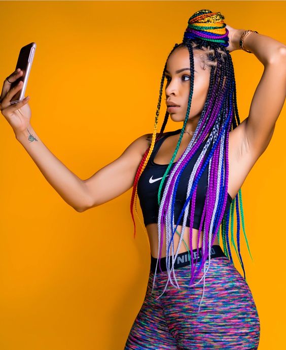 Rainbow Drip box braids 2020