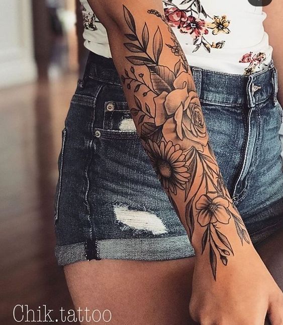 Flower Tattoo Sleeve For Women Design Ideas 33 Design Flower Ideas Sleeve T Forearm Tattoo Women Tattoos For Women Half Sleeve Sleeve Tattoos For Women