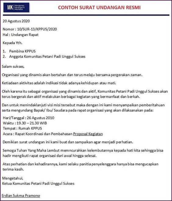 Contoh Surat Undangan Rapat Resmi Ulang Tahun Pernikahan Surat Undangan Anisasi