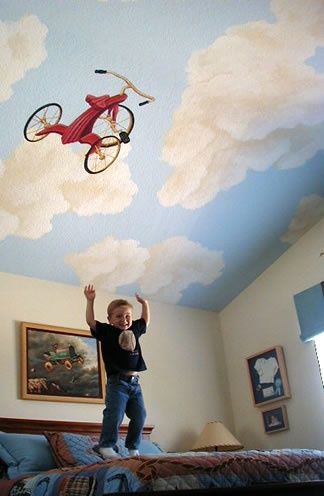sky mural on the celing then glow in the dark stars on it for night