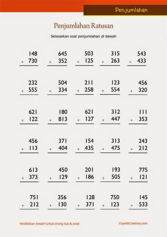 Belajar Anak Penjumlahan Angka Ratusan Matematika Kelas 4 Belajar Belajar Menghitung