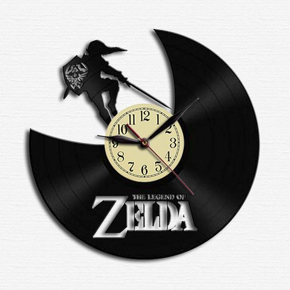 Legend Of Zelda Clock Game Art Birthday Gift Idea For Gamer Lp Retro Vinyl Record Wall Clock Vintage Zelda Room Wall Art Handmade Gift