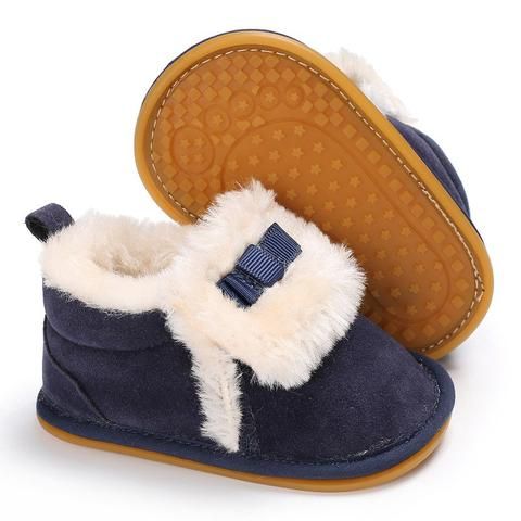 Newborn Baby Girl Soft Slip On Plush Crib Shoes Anti-slip Sandals Flock Shoes