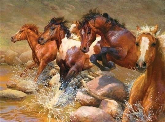 Galloping Horses DIY Diamond Painting Mosaic Kit Picture
