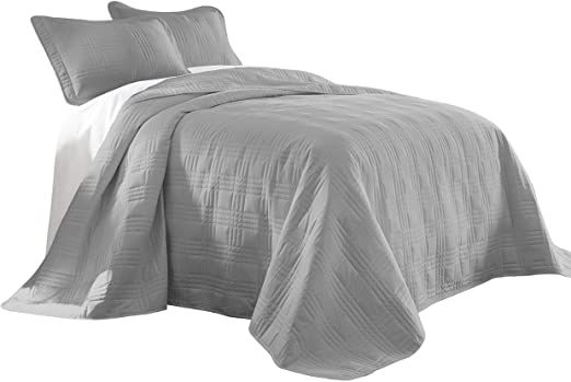 Chezmoi Collection Kingston 3 Piece Oversized Bedspread Coverlet Set Queen Gray Bed Spreads Quilt Sets Bedding Oversized Bedspread Coverlet Set, Black And White Bed In A Bag Kingston
