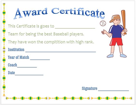 Baseball Award Certificate Template Template Pinterest Template - microsoft office certificate templates Baseball Award Certificate Template Template Pinterest Template - microsoft office certificate templates
