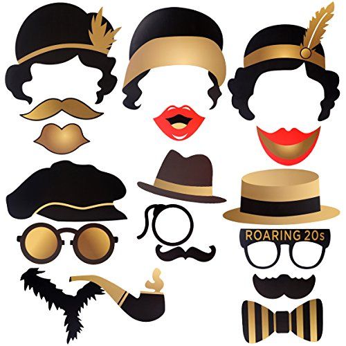 Roaring 20s Art Deco Photo Booth Kit Backdrop Cardstock Props Roaring 20s Art Deco Photo Booth Kit Backdrop Cardstock Props