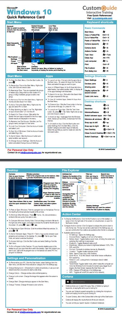 quick reference card templates