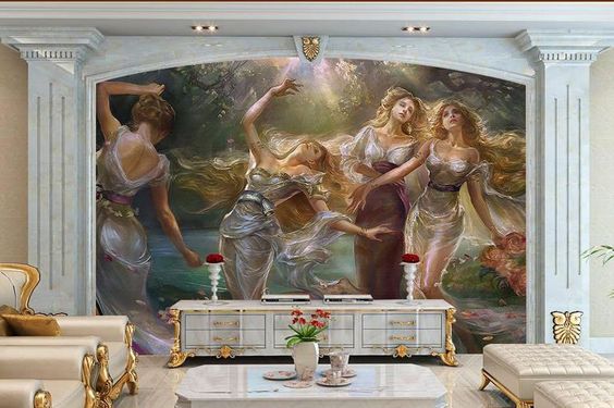 Custom 3d photo wallpaper 3d wall murals wallpaper European beauty painting TV setting wall paper 3d living room wall decoration