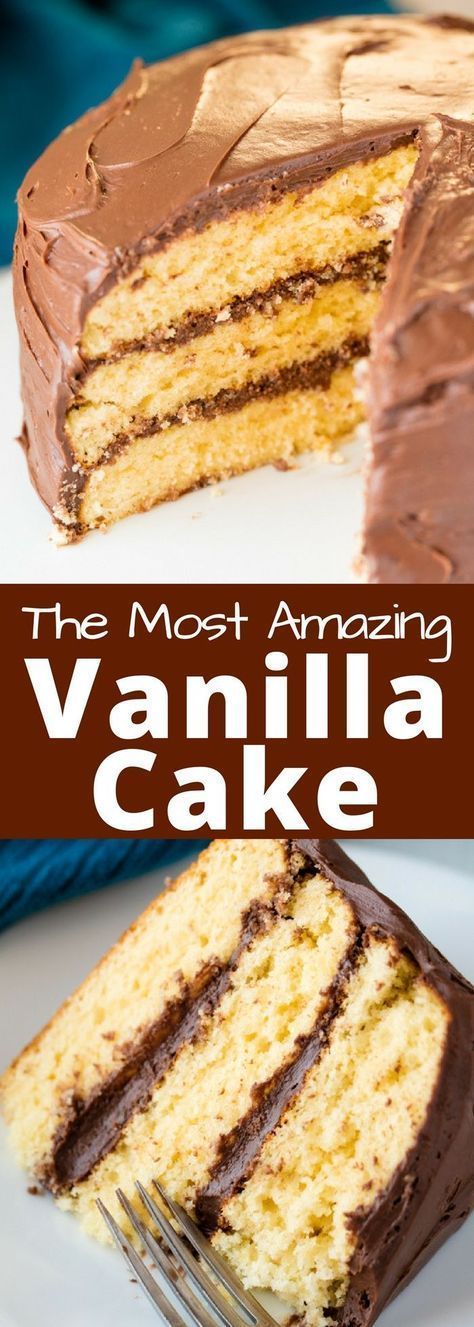 The Most Amazing Vanilla Cake is moist and flavorful and made completely from scratch. It's the best homemade vanilla cake you'll ever have!
