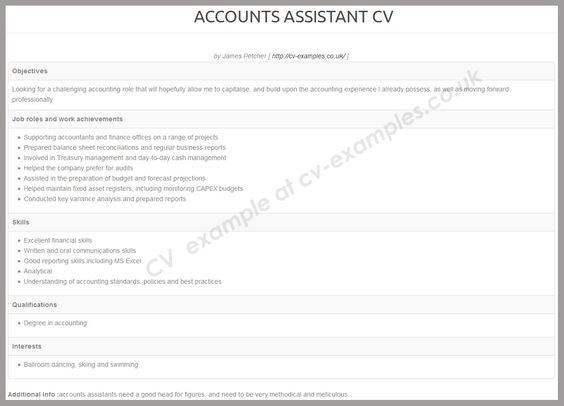 Accounts assistant CV examples Pinterest Cv examples - balance sheet preparation examples Accounts assistant CV examples Pinterest Cv examples - balance sheet preparation examples