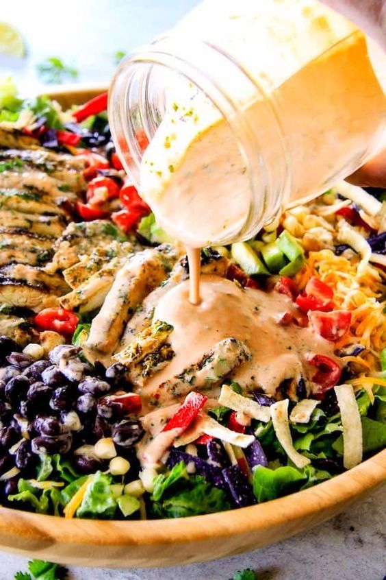 Cilantro Lime Chicken Taco Salad With Creamy Baja Catalina Dressing