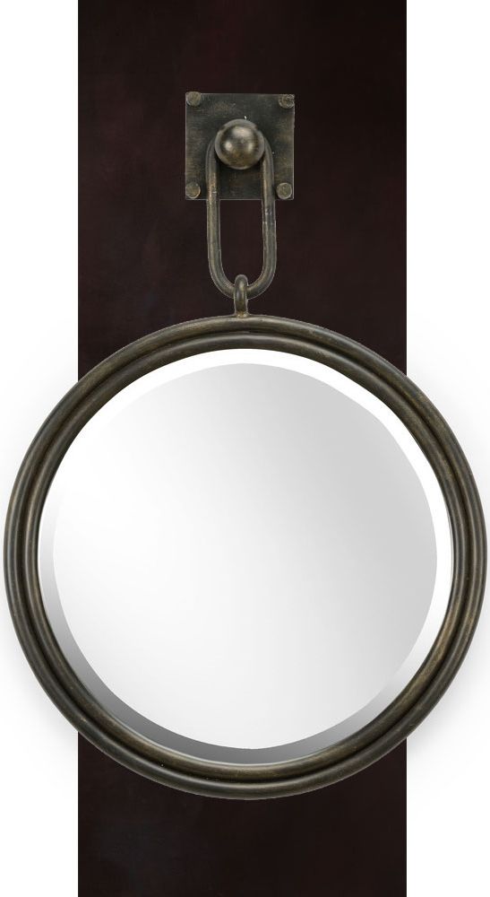 Beautiful Casual Interior Setting With Round Wrought Iron Mirror Lovely Blue Painted Chest Glass Accessories And Lamp Small Round Wrought Iron Mirror, Round Wrought Iron Mirror