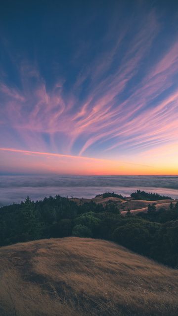 Mount Tamalpais, nature, sunset, sky, clouds, 360x640 wallpaper