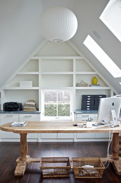 Bright attic workspace