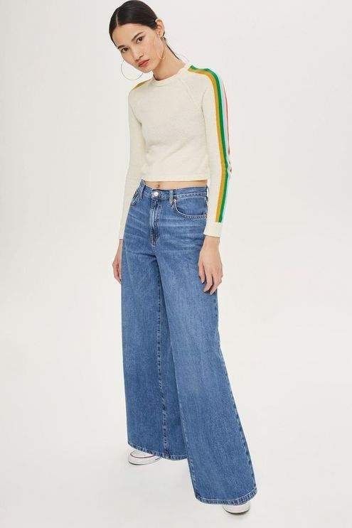 Topshop Moto light blue wide leg jeans