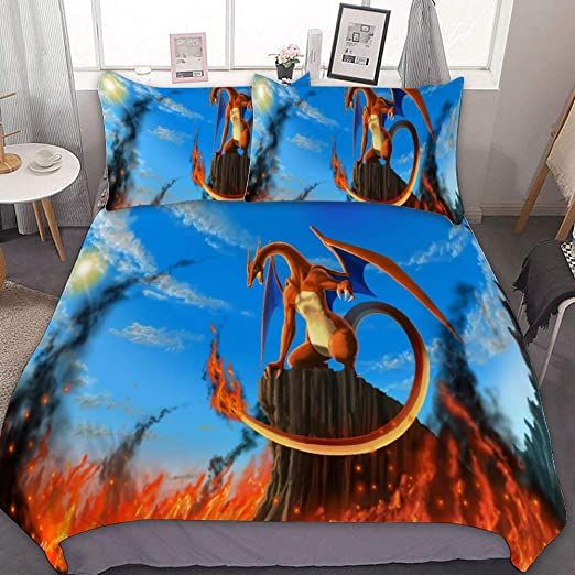 55x78 inch Kids Room valances Curtains Mega Charizard X Y Garchomp Chiffon Rod Pocket 78 Inch Long 2 Panels for Bedroom Living Room MEW Anime Poke-mon Sheer Curtains