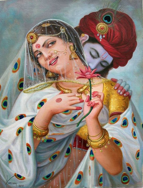 Enchanting Love - Radha Krishna by Artist Hariom Hitesh Singh