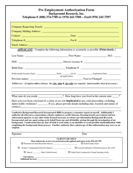 Pre Employment Authorization Form Background checks save companies - employment authorization form Pre Employment Authorization Form Background checks save companies - employment authorization form