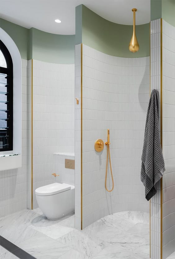 This Bathroom Was Designed With A Series Of Alcoves To Separate The Different Areas