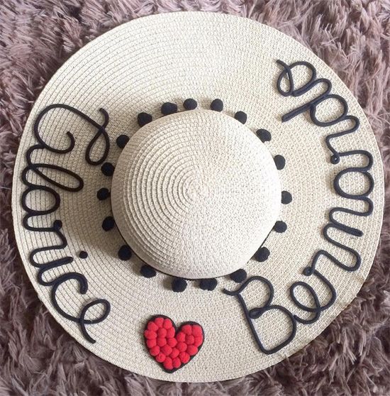 Chapeu personalizado para noivas e madrinhas - Chapeu de noiva personalizado - Chapeu de Praia Chique