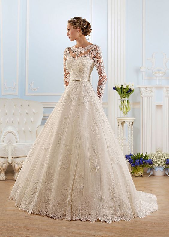 Vestido+de+novia+Corte+princesa+Espalda+medio+descubierto+Encaje+Natural
