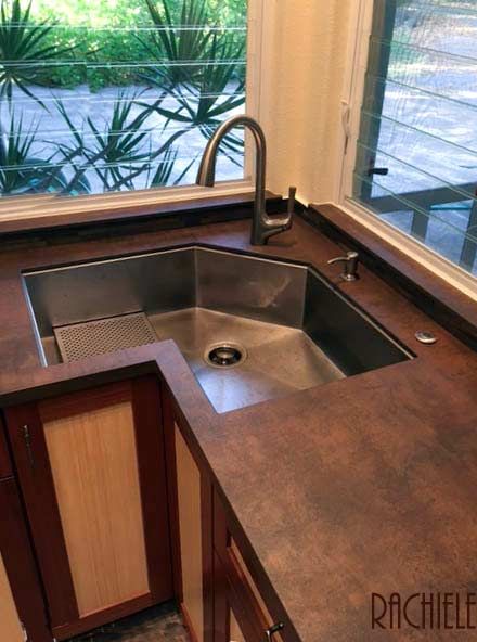 Corner Single Bowl Stainless Sink By Rachiele Customsinks Coppersinks Coppersink Kitchen Sink Design Corner Sink Kitchen Corner Sink