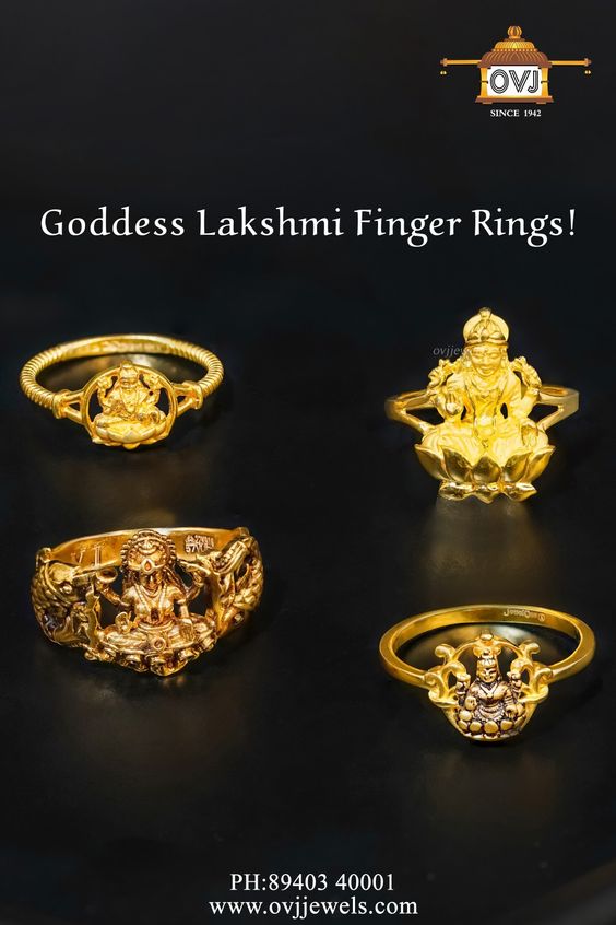 Beautifully quaint and shimmering with hints of trendy chic, our lakshmi devi finger rings captivate hearts with intricate workmanship and aesthetic elegance. Our gold finger ring designs are designed and crafted with exquisite finesse to enrich your special moments. Our lakshmi jewellery design are a big hit with our customers who carry an ardent love for jewellery that reflects the rich heritage and culture of India. Shop for enamoring one of a kind gold finger rings for women at OVJ!
