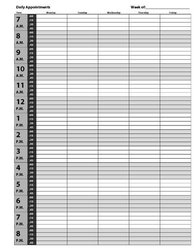 Printable Appointment Book Template Appointments, Free printable - sample daily timesheet Printable Appointment Book Template Appointments, Free printable - sample daily timesheet